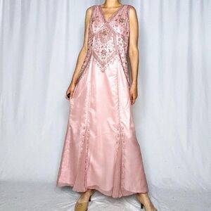 Beaded silk maxi dress prom
